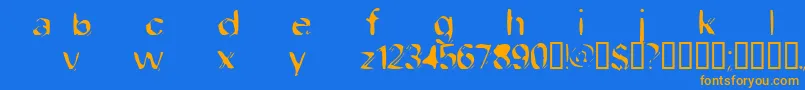 フォントDobFiletype – オレンジ色の文字が青い背景にあります。