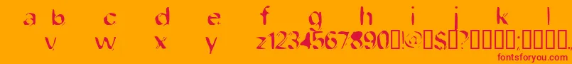 DobFiletype-Schriftart – Rote Schriften auf orangefarbenem Hintergrund