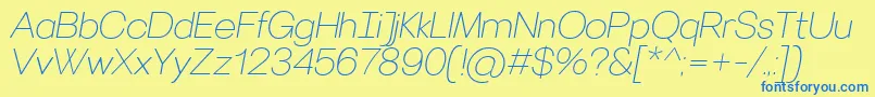 VillerayroundedThinitalic Font – Blue Fonts on Yellow Background