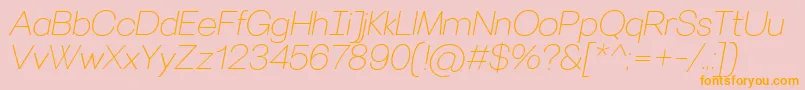 VillerayroundedThinitalic-Schriftart – Orangefarbene Schriften auf rosa Hintergrund