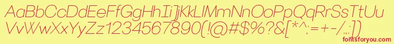 VillerayroundedThinitalic Font – Red Fonts on Yellow Background