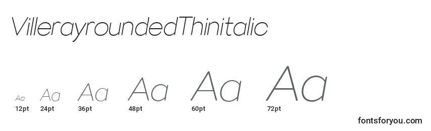 Размеры шрифта VillerayroundedThinitalic