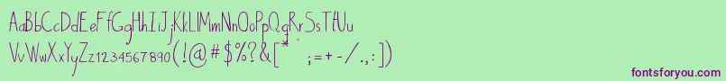 ByPeopleHandwritten Font – Purple Fonts on Green Background