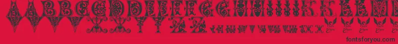 FloralMajuscules11thC. Font – Black Fonts on Red Background