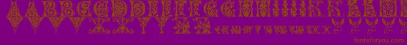 FloralMajuscules11thC.-Schriftart – Braune Schriften auf violettem Hintergrund