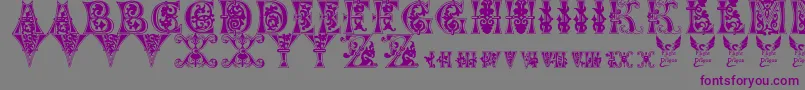 FloralMajuscules11thC.-Schriftart – Violette Schriften auf grauem Hintergrund