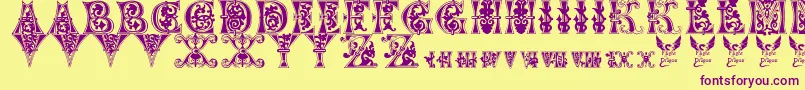 FloralMajuscules11thC.-Schriftart – Violette Schriften auf gelbem Hintergrund