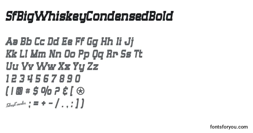 Шрифт SfBigWhiskeyCondensedBold – алфавит, цифры, специальные символы