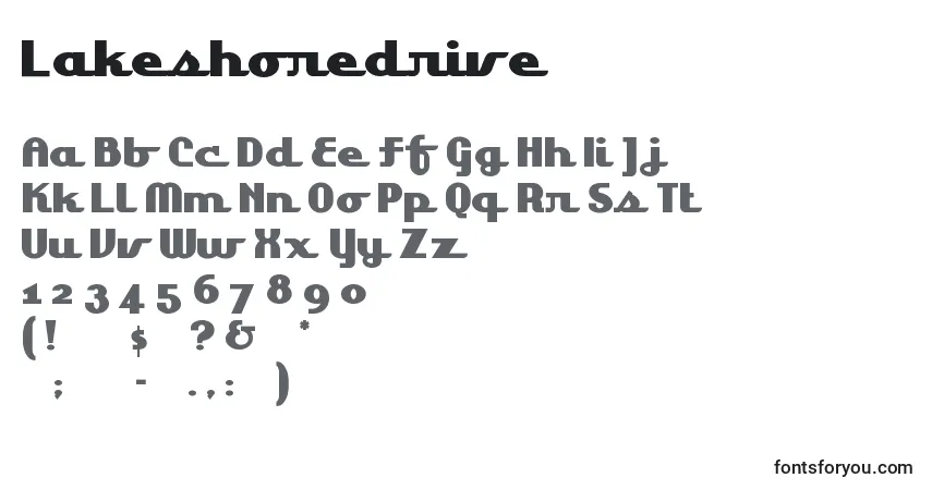 Шрифт Lakeshoredrive – алфавит, цифры, специальные символы