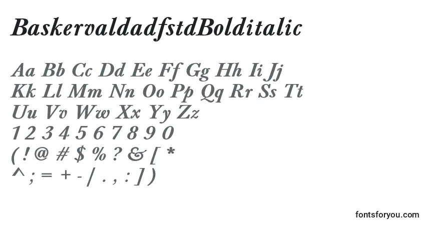 A fonte BaskervaldadfstdBolditalic – alfabeto, números, caracteres especiais