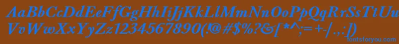 BaskervaldadfstdBolditalic Font – Blue Fonts on Brown Background