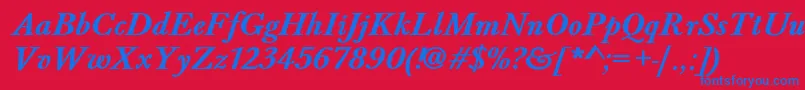 BaskervaldadfstdBolditalic Font – Blue Fonts on Red Background