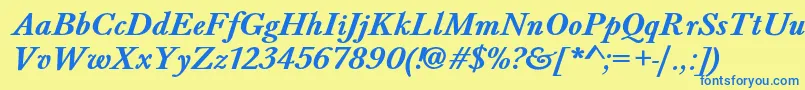 BaskervaldadfstdBolditalic Font – Blue Fonts on Yellow Background