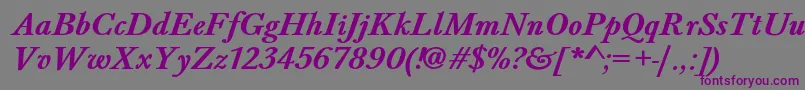 BaskervaldadfstdBolditalic Font – Purple Fonts on Gray Background