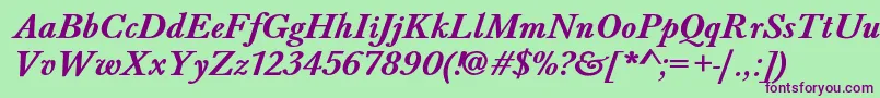 BaskervaldadfstdBolditalic Font – Purple Fonts on Green Background