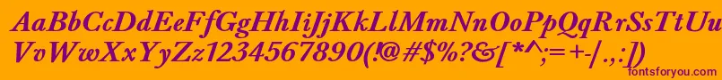 BaskervaldadfstdBolditalic Font – Purple Fonts on Orange Background