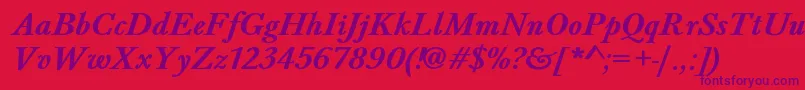 BaskervaldadfstdBolditalic Font – Purple Fonts on Red Background