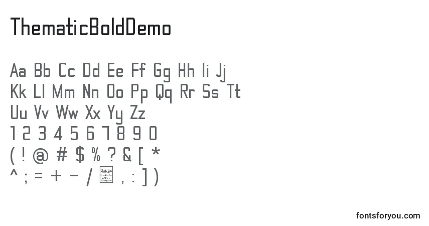 ThematicBoldDemoフォント–アルファベット、数字、特殊文字