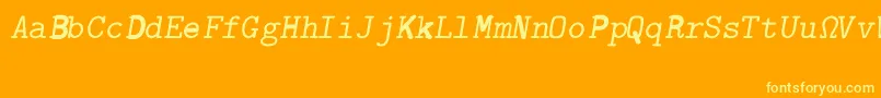 Weitere Informationen zur CmSlantedtypewriterRegular-Schriftart CmSlantedtypewriterRegular-Schriftart – Gelbe Schriften auf orangefarbenem Hintergrund