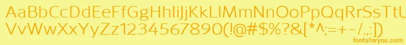 SavileRegular-Schriftart – Orangefarbene Schriften auf gelbem Hintergrund