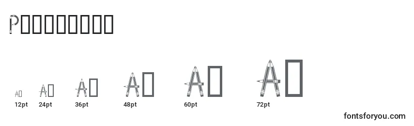 Pencilled Font Sizes