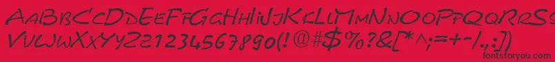 フォントPyxidquickRegular – 赤い背景に黒い文字