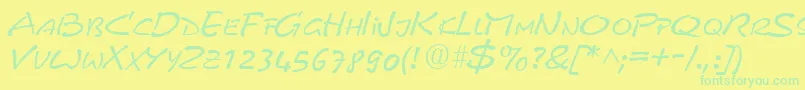 PyxidquickRegular-fontti – vihreät fontit keltaisella taustalla