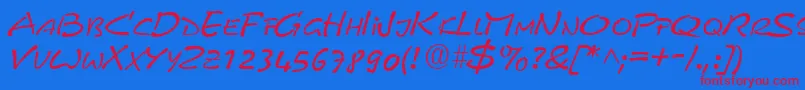 PyxidquickRegular Font – Red Fonts on Blue Background