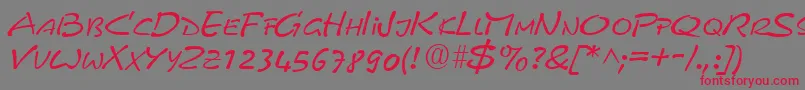 フォントPyxidquickRegular – 赤い文字の灰色の背景