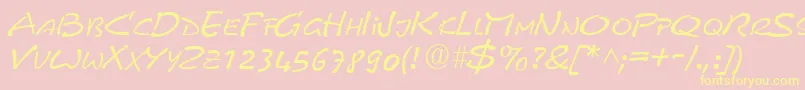 PyxidquickRegular Font – Yellow Fonts on Pink Background