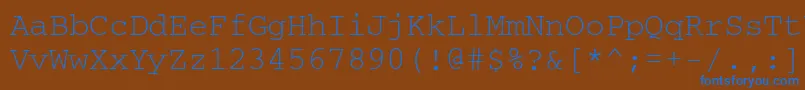 Czcionka Courierwinctt – niebieskie czcionki na brązowym tle