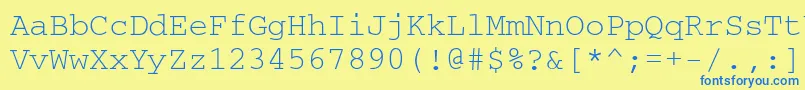 フォントCourierwinctt – 青い文字が黄色の背景にあります。