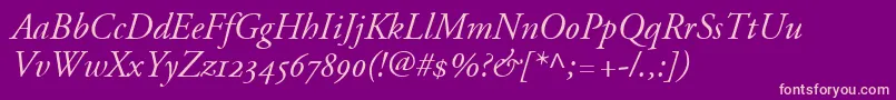 AdobeGaramondItalicOldstyleFigures Font – Pink Fonts on Purple Background