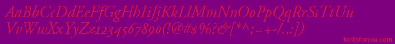 AdobeGaramondItalicOldstyleFigures Font – Red Fonts on Purple Background