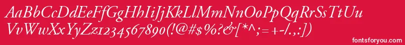 AdobeGaramondItalicOldstyleFigures Font – White Fonts on Red Background