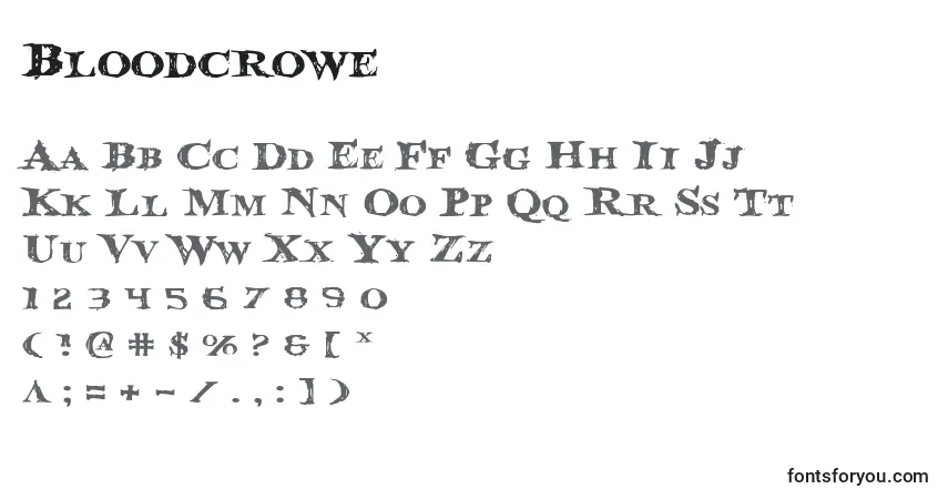 A fonte Bloodcrowe – alfabeto, números, caracteres especiais
