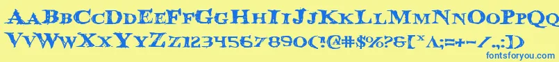 Bloodcrowe Font – Blue Fonts on Yellow Background