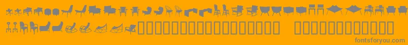 Cadeiras-Schriftart – Graue Schriften auf orangefarbenem Hintergrund