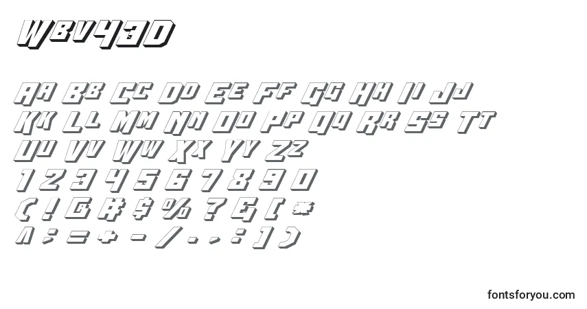 Czcionka Wbv43D – alfabet, cyfry, specjalne znaki