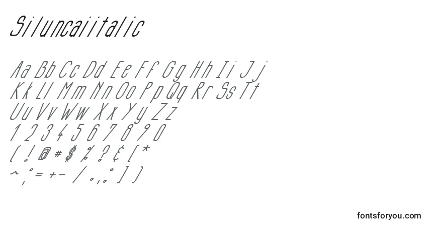 Siluncaiitalicフォント–アルファベット、数字、特殊文字