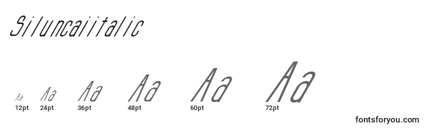 Tamaños de fuente Siluncaiitalic