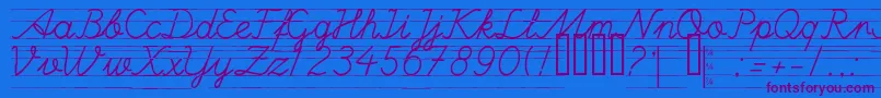 Ulusalokul.ComCizgili-Schriftart – Violette Schriften auf blauem Hintergrund