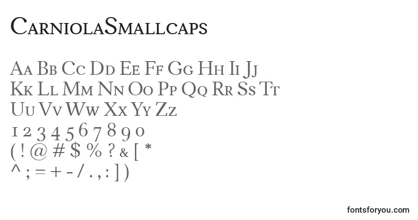 Schriftart CarniolaSmallcaps – Alphabet, Zahlen, spezielle Symbole