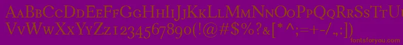 フォントCarniolaSmallcaps – 紫色の背景に茶色のフォント