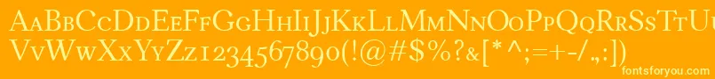 Czcionka CarniolaSmallcaps – żółte czcionki na pomarańczowym tle