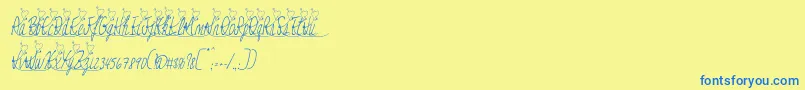 Jessyheartitalic-Schriftart – Blaue Schriften auf gelbem Hintergrund