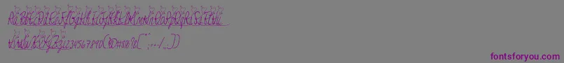 フォントJessyheartitalic – 紫色のフォント、灰色の背景