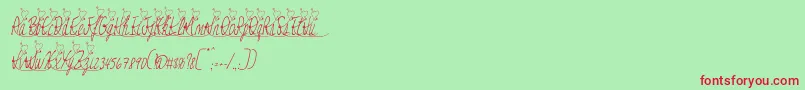 フォントJessyheartitalic – 赤い文字の緑の背景