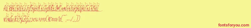 Jessyheartitalic Font – Red Fonts on Yellow Background
