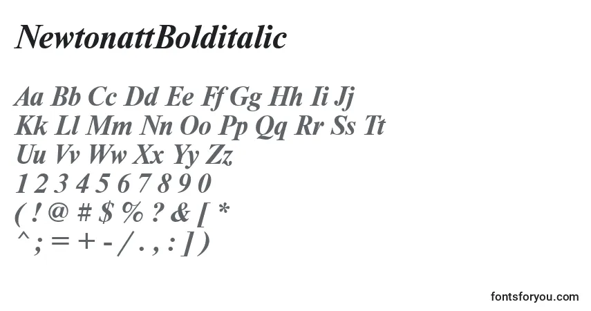 A fonte NewtonattBolditalic – alfabeto, números, caracteres especiais